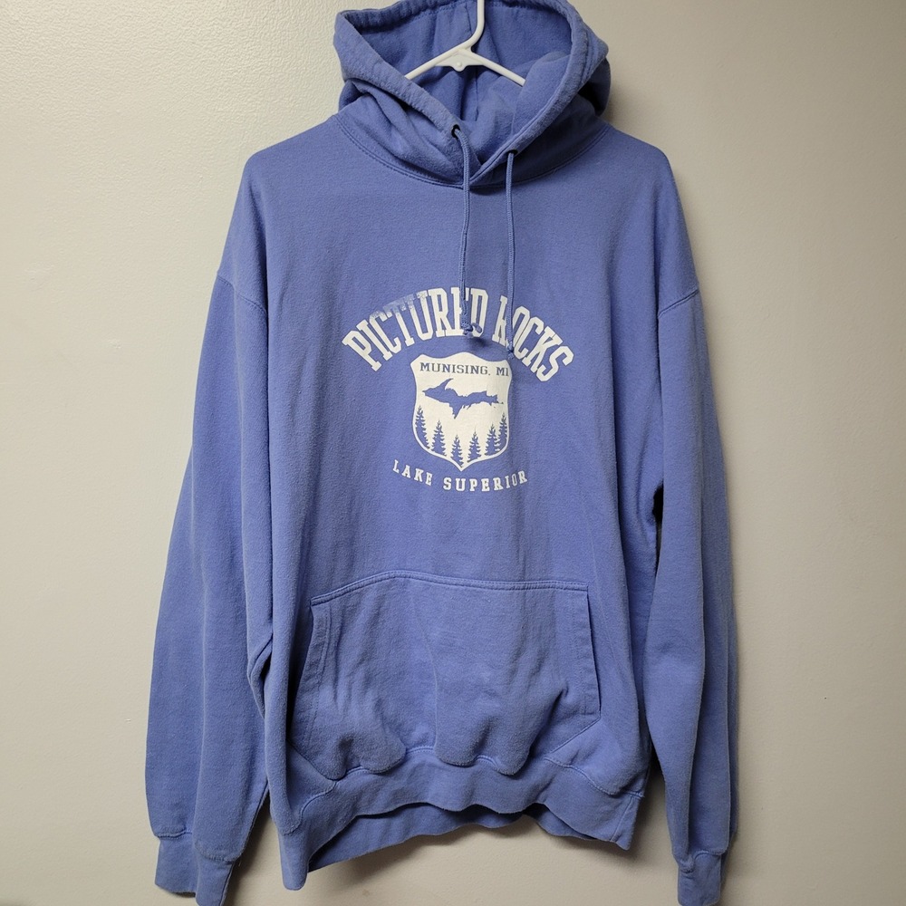ESY Surf Co Pictured Rocks Lake Superior Hoodie Sweatshirt 2XL Blue‎